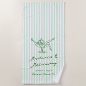 Martinis & Matrimony Green Bachelorette Strandtuch (Vorderseite)