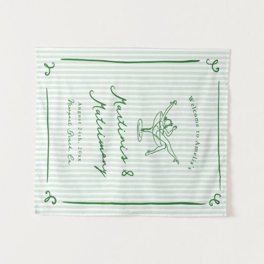 Martinis & Matrimony Green Junggeselinnen-Abschied Wandteppich (Vorderseite (Horizontal))