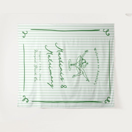 Martinis & Matrimony Green Junggeselinnen-Abschied Wandteppich (Vorderseite (Horizontal))