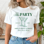 Martinis & Matrimony Junggeselinnen-Abschied T-Shirt<br><div class="desc">Dieses Design besticht durch einen trendigen,  fetten Text mit handgezeichneten Cocktails und einem grünen Martini-Thema.</div>