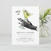 Martinis & Mayhem Spooky Halloween Cocktail Party Einladung (Stehend Vorderseite)