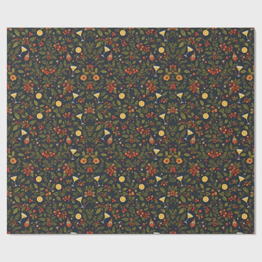 Martinis und Botanicals Holiday Wrapping Paper Geschenkpapier (Flach)