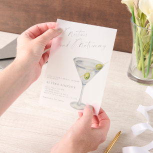 Martinis und Ehe Junggesellinnenabschied Pergament Einladungen