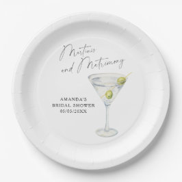 Martinis und Matrimony Brautparty Pappteller