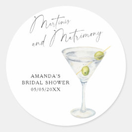 Martinis und Matrimony Brautparty Runder Aufkleber