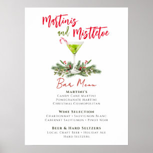 Martinis und Mistelzweig-Feierparty-Bar-Speisekart Poster