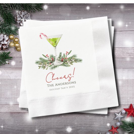 Martinis und Mistelzweig Prost Weihnachtsfeier  Serviette