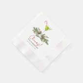 Martinis und Mistelzweig Prost Weihnachtsfeier  Serviette (Ecke)