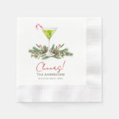 Martinis und Mistelzweig Prost Weihnachtsfeier  Serviette (Vorderseite)