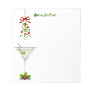 Martinis und Mistletoe Christmas Notizblock