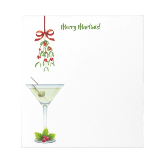 Martinis und Mistletoe Christmas Notizblock (Vorderseite)