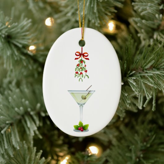 Martinis und Mistletoe Weihnachten Keramik Ornament (Baum)