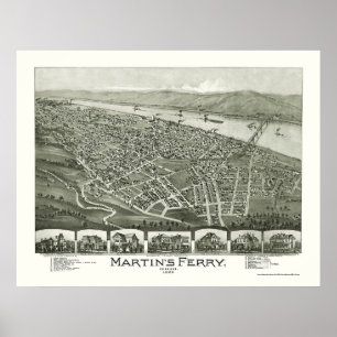Martin's Ferry, OH Panorama Karte - 1899 Poster