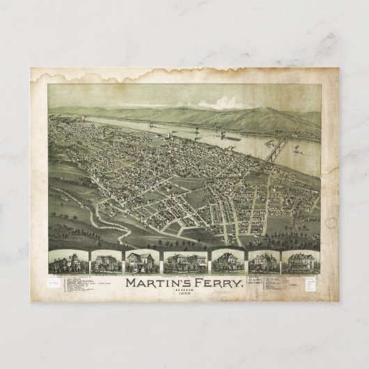 Martin's Ferry Ohio von Thaddeus Fowler (1899) Postkarte (Vorderseite)