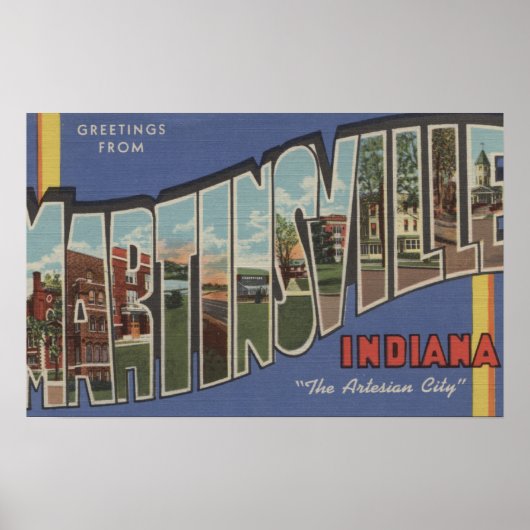 Martinsville, Indiana - Large Letter Scenes Poster (Vorne)