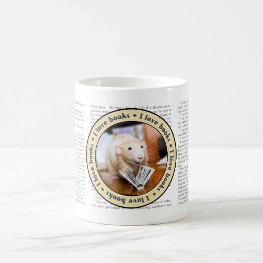 Marty Mouse "I Liebe Books" Kaffeemaschine Tasse (Mittel)