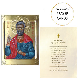 Martyr Romanus Deacon of Caesarea Prayer Card Platzkarte