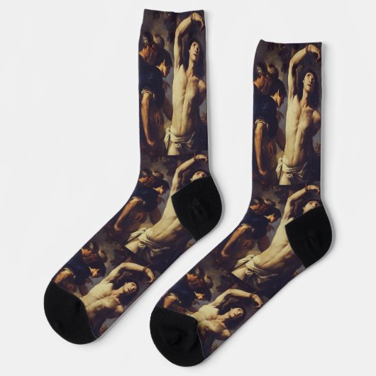 Martyrdom of St Sebastian by Andrea Vaccaro Socken (Linkes Detail)