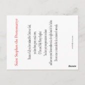 Martyrdom St. Stephen Prayer Card Postkarte (Rückseite)