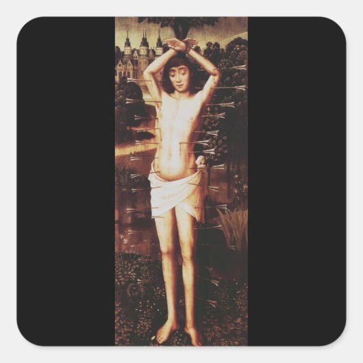 Märtyrertod St. Sebastian Quadratischer Aufkleber (Vorderseite)