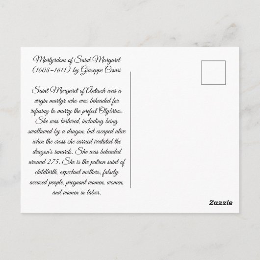 Martyrium Saint Margaret Postkarte (Rückseite)