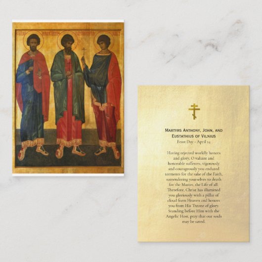 Martyrs Anthony John Eustathius Prayer Card Platzkarte (Vorne/Hinten)