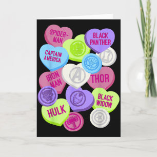 Marvel Avengers Symbole Candy Hearts Valentinstag  Karte