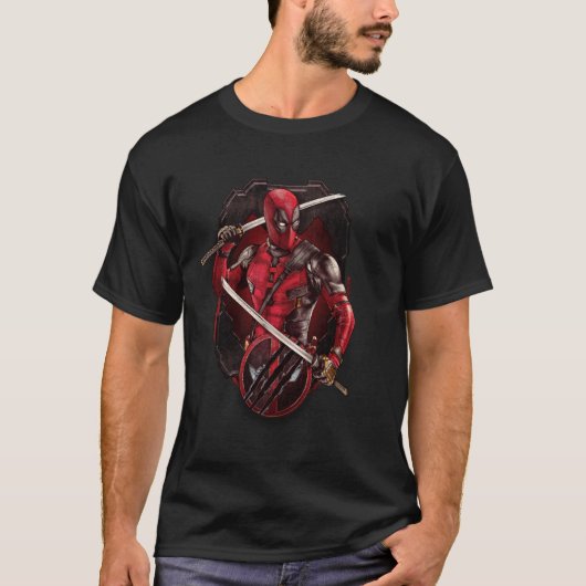 Marvel Deadpool & Wolverine Double Katana Vignette T-Shirt (Vorderseite)