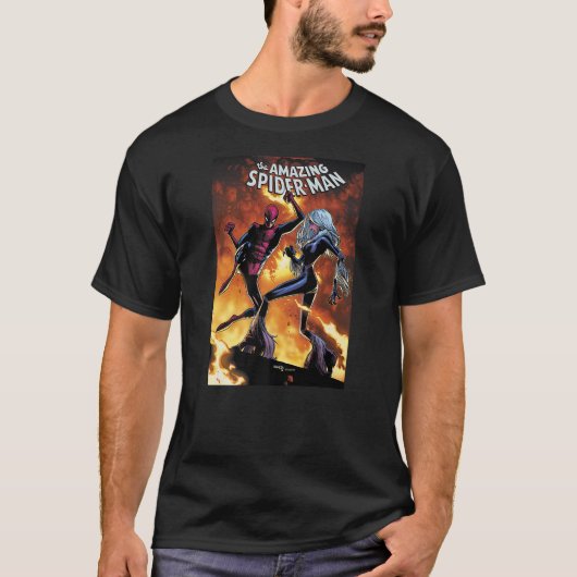 Marvel Spider-Man Black Cat Comic Cover T-Shirt (Vorderseite)
