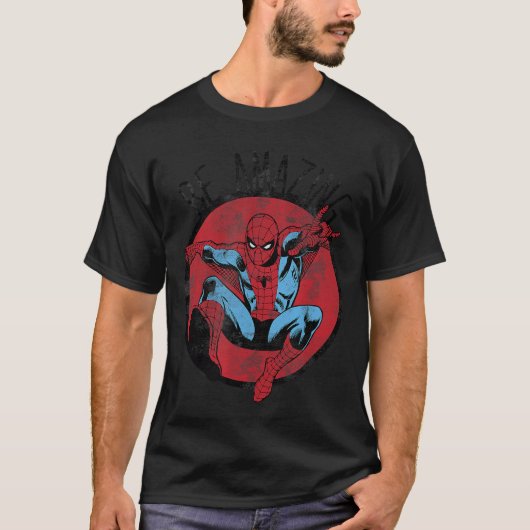 Marvel SpiderMan Be Amazing Distressed Comic Circl T-Shirt (Vorderseite)