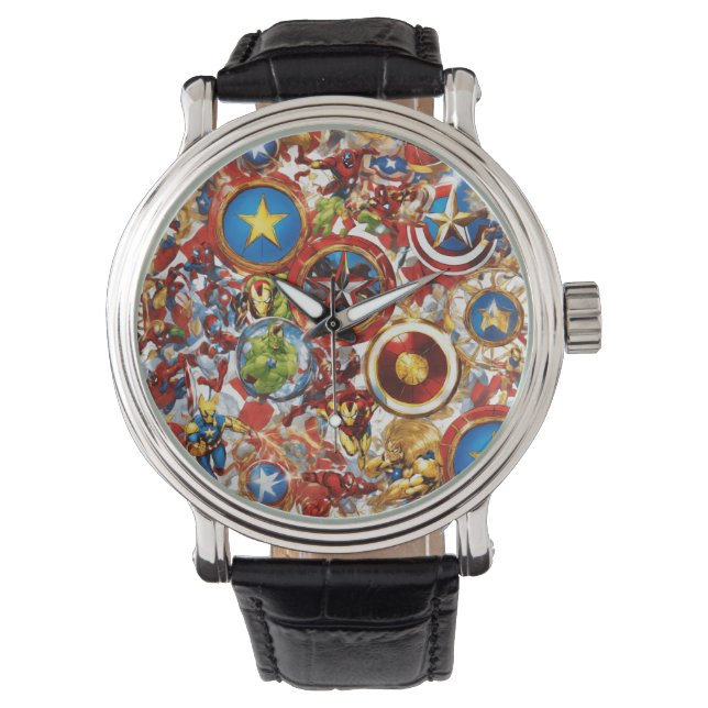 "Marvel Universe: Nahtlos zusammengestellt" Armbanduhr (Vorderseite)