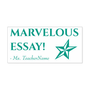 "MARVELOUS ESSAY!" + Name des Lehrers Permastempel