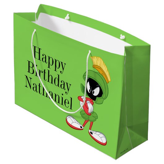 MARVIN die MARTIAN™ | Arme gekreuzt Große Geschenktüte (Rückseite Schrägansicht)