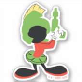 MARVIN DIE MARTIAN™-Silhouette mit Raygun Aufkleber (Vorderseite)