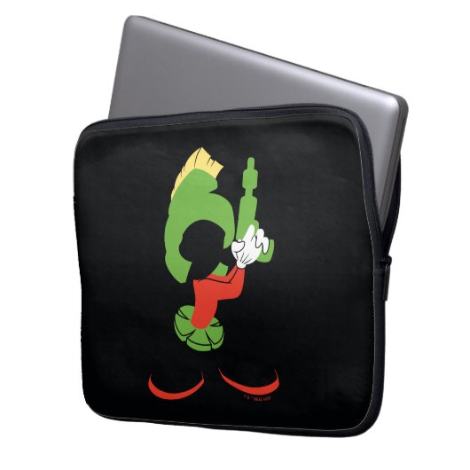 MARVIN DIE MARTIAN™-Silhouette mit Raygun Laptopschutzhülle (Vorderseite Links)