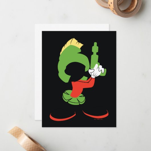 MARVIN DIE MARTIAN™-Silhouette mit Raygun Mitteilungskarte (Vorderseite/Rückseite Beispiel)