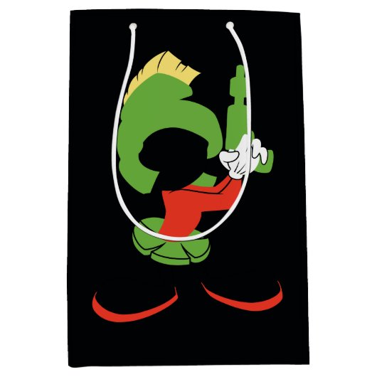 MARVIN DIE MARTIAN™-Silhouette mit Raygun Mittlere Geschenktüte (Vorderseite)