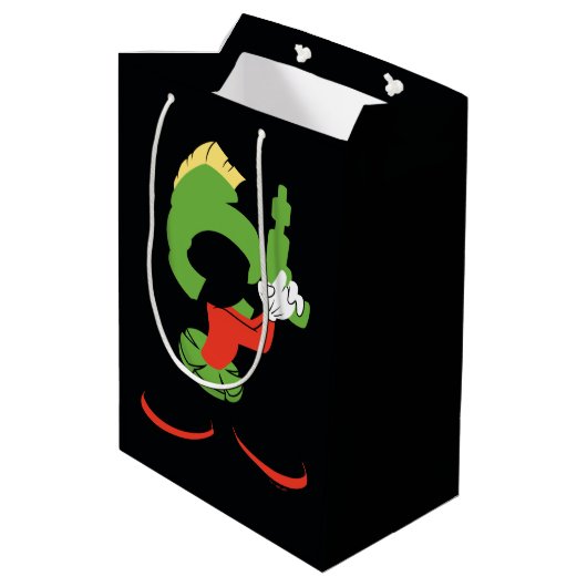 MARVIN DIE MARTIAN™-Silhouette mit Raygun Mittlere Geschenktüte (Rückseite Schrägansicht)