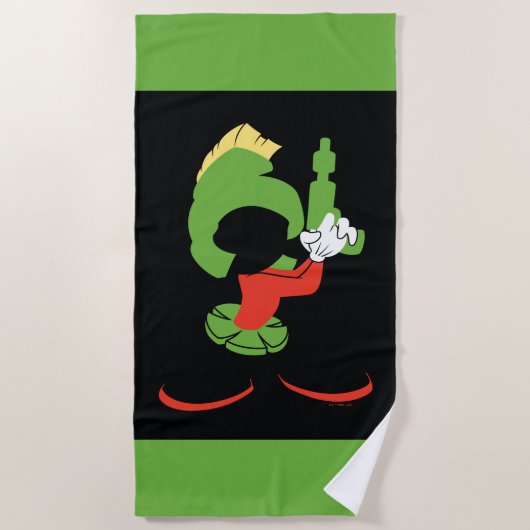 MARVIN DIE MARTIAN™-Silhouette mit Raygun Strandtuch (Vorderseite)