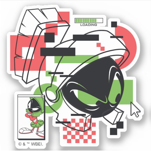 MARVIN THE MARTIAN™ Glitch Aufkleber (Vorderseite)