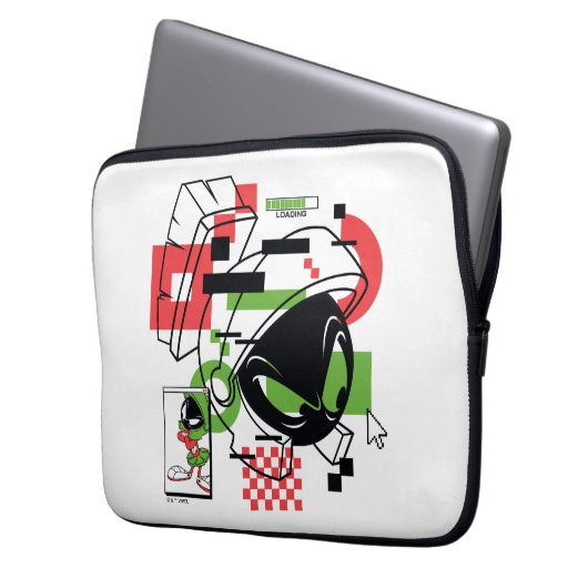 MARVIN THE MARTIAN™ Glitch Laptopschutzhülle (Vorderseite Links)
