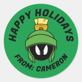 MARVIN THE MARTIAN™ Mad | Happy Holidays Runder Aufkleber (Vorderseite)