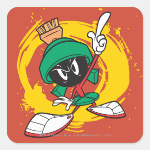 MARVIN THE MARTIAN™ Nach oben zeigend Quadratischer Aufkleber