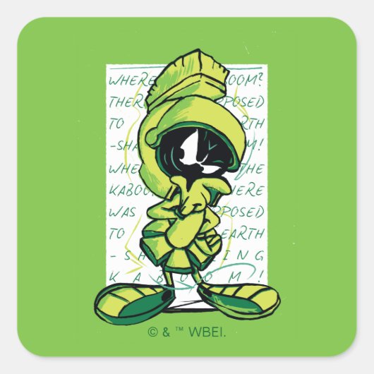 MARVIN THE MARTIAN™ Quote Sketch Quadratischer Aufkleber (Vorderseite)