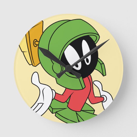 MARVIN THE MARTIAN™ Shrug Runde Wanduhr (Vorderseite)