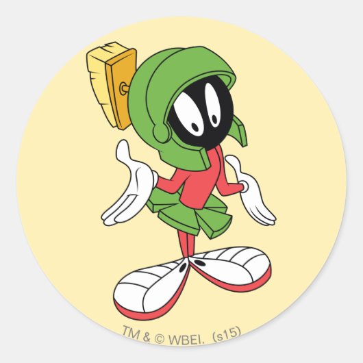 MARVIN THE MARTIAN™ Shrug Runder Aufkleber (Vorderseite)