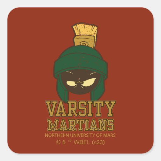 MARVIN THE MARTIAN™ Varsity Collegiate Graphic Quadratischer Aufkleber (Vorderseite)