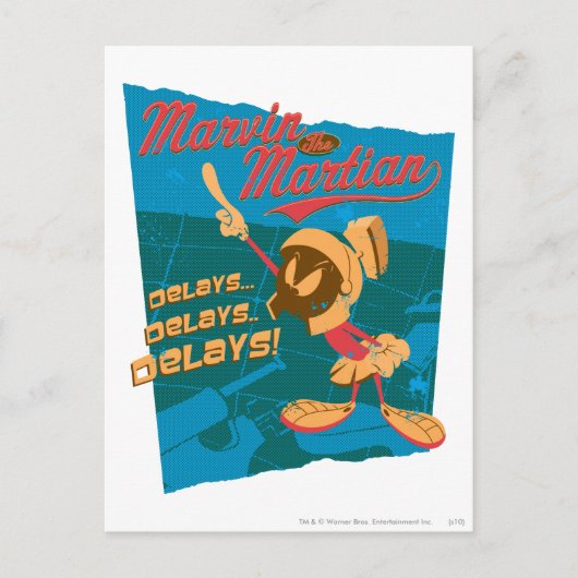 MARVIN THE MARTIAN™ verzögert sich...Verspätungen. Postkarte (Vorderseite)