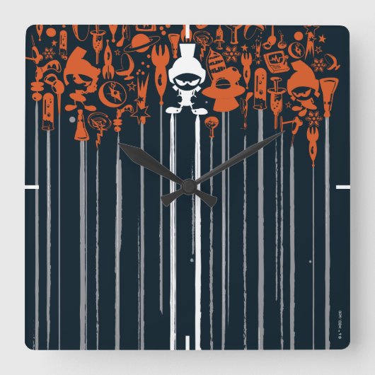 MARVIN THE MARTIAN™ Weapons of Mass Destruruction Quadratische Wanduhr (Vorderseite)