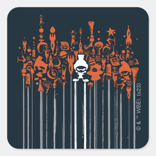 MARVIN THE MARTIAN™ Weapons of Mass Destruruction Quadratischer Aufkleber (Vorderseite)